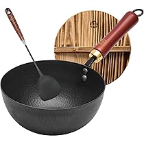 Amazon | ミニ中華鍋 深型炒め鍋 深さ9cm 窒化鉄パン22cm 焦げつき